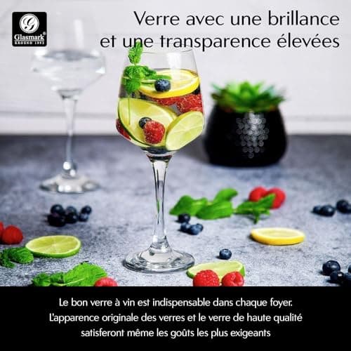 Glasmark KROSNO 1992 Verres à Vin Verres à Vin Rouge Verres à Vin Blanc Lot de 6 Verres à Vin Résistant au Lave-Vaisselle Transparent 6x300 ml