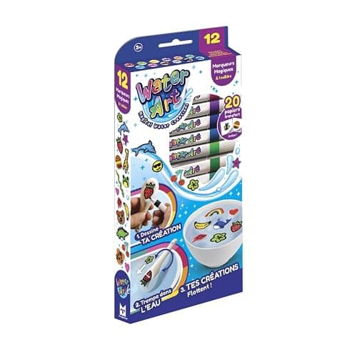 Water Art - Donnez Vie à Vos Dessins grâce à ce kit Water Art - Dessinez et trempez la Figurine - Kit Water Art avec Autocollants - Loisirs et Créatifs - A partir de 3 Ans