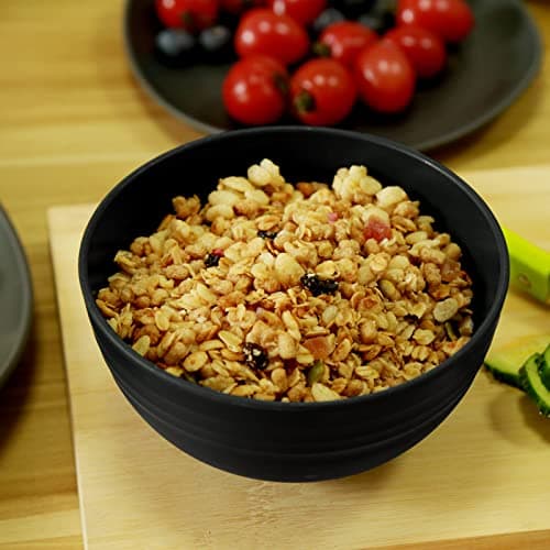 Greentainer Bol 24 OZ, bols à céréales lot de 4 saladiers 700 ml | Bol à fruits, bol à soupe pour enfants et adultes | Léger et incassable | Passe au lave-vaisselle et au micro-ondes | Noir