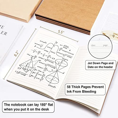 feela 8 PCS Carnet de Notes Non Ligné Couverture Kraft, Journal à Couverture Kraft Souple A5, Cahier Kraft Marron Notebook, Carnet de Notes A5 pour Etudiants pour Plans Notes, 60 Pages, 14x21cm