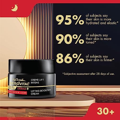Crème de nuit intensive pour le visage, Effet hydratant, redonne fermeté et élasticité à la peau, 50 ml, Gerovital H3 Derma+ Premium Care