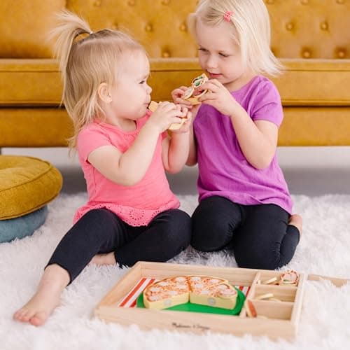 Melissa & Doug Pizza En Bois, Aliments en bois pour enfants, Jouet éducatif et créatif, Jouets en bois, Jouets de développement, Jouet Montessori, Cadeau pour garçons et filles de 3 4 5 6 7 ans