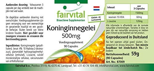 Fairvital | Gelée royale - Extrait hautement dosé - 90 gélules - normalisé à 4% 10 DHA