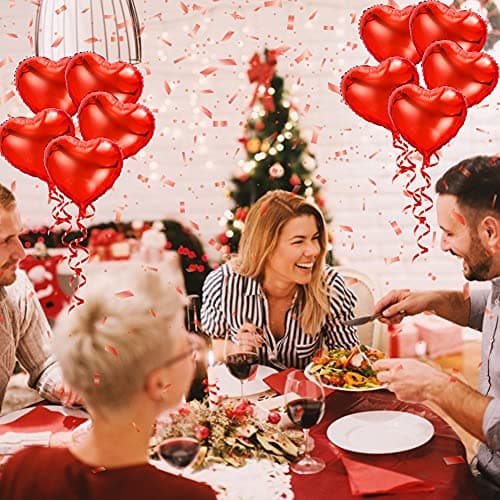 RANJIMA Décoration Romantique, Deco st Valentin Rouge, 1000 Pétale de Rose, 50 Bougies en Forme de Coeur, 10 Ballons Coeur Rouges pour Saint Valentin D'anniversaire Déco Fiançailles et Mariage