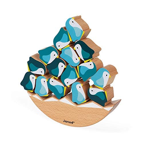 Janod - Basculo Manchots en Bois - Jouet d'Eveil - Jeu d'Adresse - Apprentissage Motricité Fine et Concentration - Partenariat WWF - Certifié FSC - Dès 2 ans, J08602