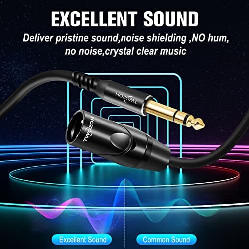 Twozoh Câble XLR Mâle vers TRS 6,35 mm Lot de 2, Cable XLR Jack Stéréo 6.35 mm 5M 2 Pièces (Profesional/Hifi)
