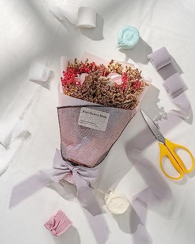 AOKSUNOVA Ruban en mousseline de soie de 3,8 cm - Ruban cadeau en tissu - Abricot