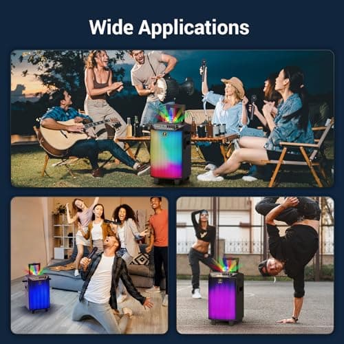 TONOR Enceinte Karaoké avec 2 Microphones sans Fil, Karaoke Complet avec Réglage des Graves/Aigus, Enceinte Sono Haut-Parleur Bluetooth Portable avec Lumières DJ pour Maison Fête Classe et Eglise K20