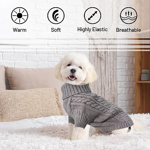 LiebeDD Pull Chien Moyen - Pull Noel Chien Sweat Chaud Tricots Chiens Pull-Overs épaississement pour Chiens, Habit Vetement Manteau Chien pour Automne Hiver (Gris Noel M)