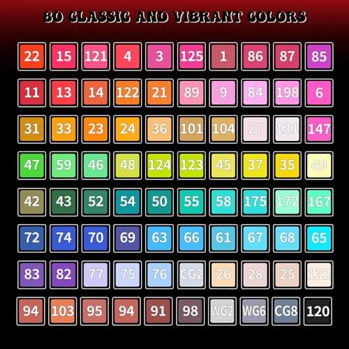 Vallteng Feutre a Alcool 80 Couleurs, Pointe Double Feutres à Alcool Marqueurs Pinceau et Ciseau Burin Pour Adultes Peinture, Griffonnages Enfants, Animation Art Esquisse