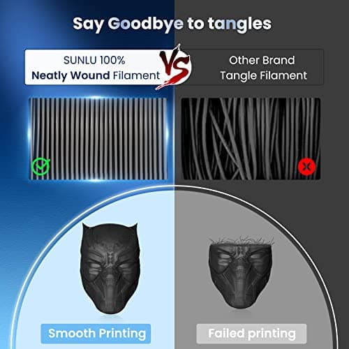 SUNLU Filament PLA+ 1,75 mm, filament PLA Plus pour imprimante 3D, plus résistant, Neatly Wound, 1 kg de filament PLA+ pour impression 3D, précision dimensionnelle +/- 0,02 mm, noir