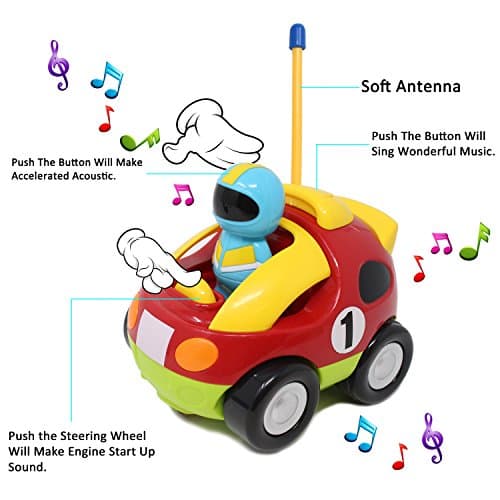 JOYIN Voiture Télécommandée RC Cartoon Jouets avec Musique et Lumières Cadeau pour 2 Ans Enfants