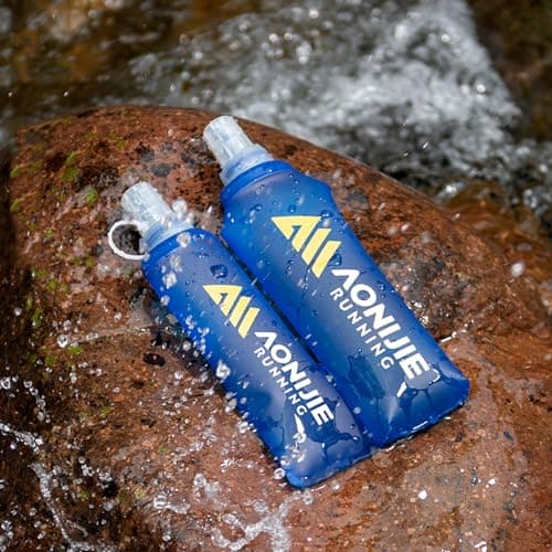 Azarxis Gourde Souple Running Poche Hydratation Gourde Sport Pliable Bouteille d'eau pour Randonnée Marathon (500 ml - 2 Pièces)