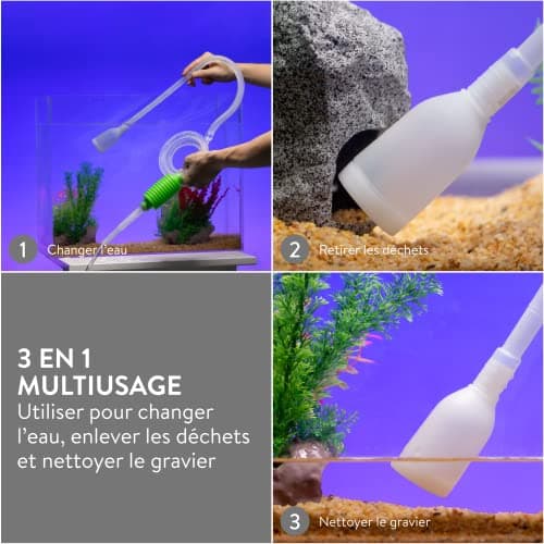 Luigi's Aspirateur Aquarium - Kit Pompe pour Nettoyage Aquarium - Siphon Puissant pour Vidange Complète - Accessoires Aquarium - Pompe a Siphonner Eau avec Filtre à Gravier