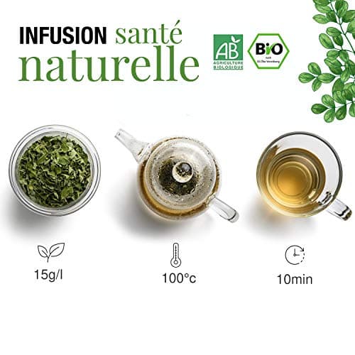 ORIGEENS INFUSION BIO 100g, MORINGA FEUILLES SECHEES The en vrac sans théine, Tisane Revitalisante