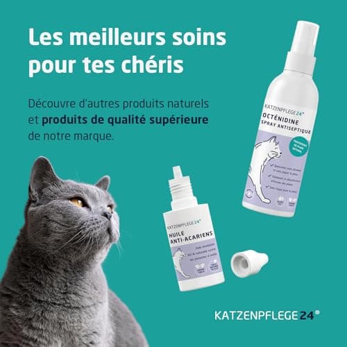 KATZENPFLEGE24 Spray antiseptique et cicatrisant octénidine chat - Désinfecte, apaise, soigne & protège tout type de plaies sans piquer la peau - 125 ml avec des substances actives éprouvé