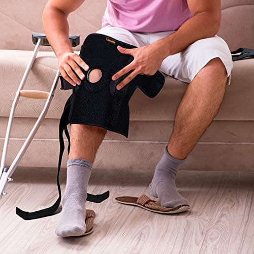 Thx4COPPER Genouillère Pliante - Rotule Ouverte Réglable avec Sangles Parallèles et Stabilisateurs Double Face, Genouillère de Compression, Genouillère pour Soulager les Douleurs au Genou-XL