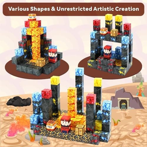 70 Pcs Blocs de Construction magnétiques - Carrelage magnétique - Jouet d'extérieur pour garçons et Filles à partir de 3 Ans
