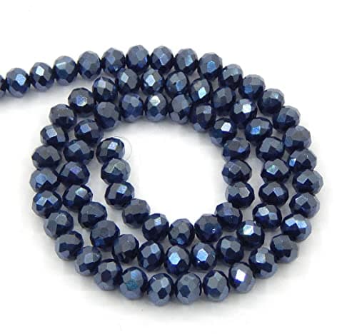 Lot de 85 perles tchèques, en cristal de Bohême, 6 mm, perles tchèques à facettes, rondes, en verre CZ, 1 fil (noir métallisé)