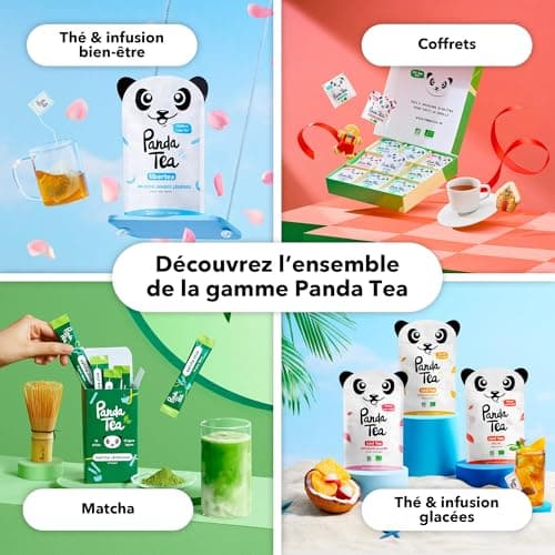 Panda Tea Thé Vert Immunitea | 28 Sachets Coton Bio | Renforce Défenses Naturelles | Gingembre, Menthe Poivrée, Sauge,Eucalyptus | Thé Défense Naturelle