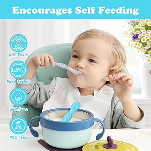 Vicloon Cuillere Bebe Apprentissage,3pcs Cuillères D'apprentissage pour Enfants et Bébé Ustensile D'apprentissage Adapté à Dentition Première Étape Recommandé par Experts Sevrage