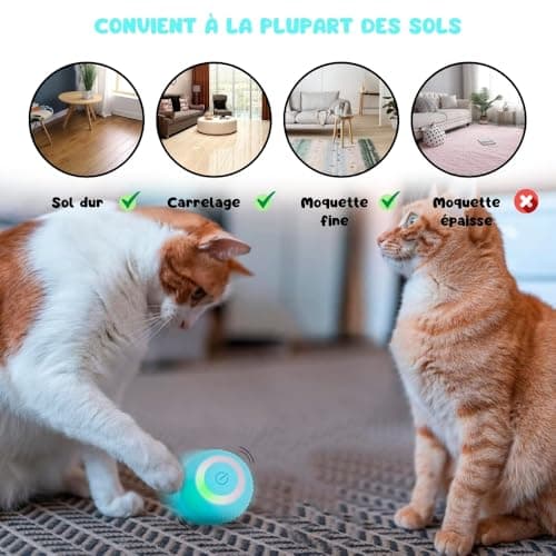 Jeux pour Chat | Jouet Chat Interactif | Jouet Chat Qui Bouge Seul | Balle pour Chat Qui Roule Toute Seule | Jouet Chat Intérieur | Balle Interactive Chat | Jeu Chat Autonome | Balle Chat Automatique