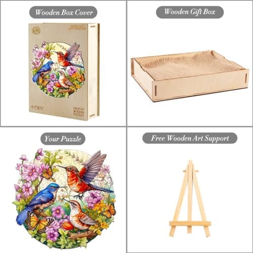 Blumuze Puzzle Bois Adulte 290pcs,Oiseaux et Papillons Puzzle en Bois Animaux, Puzzles en Bois Animal Unique pour Adulte, Wooden Puzzles L-13.3 * 13in