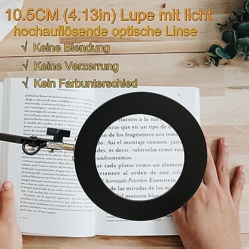 Loupe avec lumière, Lampe de bureau Led 10X avec pince et base 5 modes de couleur 10 niveaux de gradation Lampe à pince pour seniors Aide à la lecture Lampe de travail bricolagenn Loupe de lecture