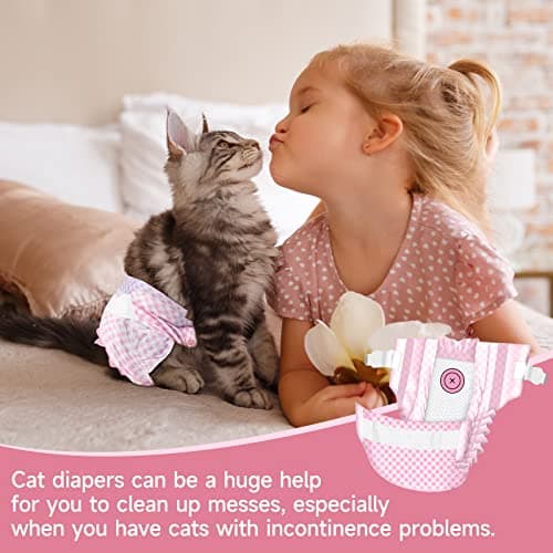 MICOOYO Lot de 24 Couches pour Chiens Femelles, Couches pour Chats Super Absorbantes avec Trous en Mousse Réglables, Pantalons de Couches Jetables pour Chiens Femelles en Chaleur (XS,Rose)
