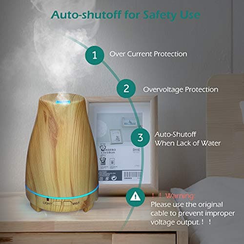 Diffuseur d'Huile Essentielle 150ml, GeeRic Humidificateur d'air Ultrasonique Brume Arôme Parfum Electrique avec Télécommande 7 Couleurs Changeantes Arrêt Automatique pour Chambre/Salon/Spa/Yoga