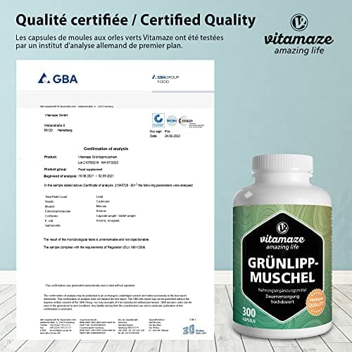 Moule Verte de Nouvelle Zélande 1500 mg - Omega 3 et Glycosaminoglycanes - 300 Gélules Poudre de Moules à Lèvres Vertes - Complément Alimentair pour Cartilage et Articulations