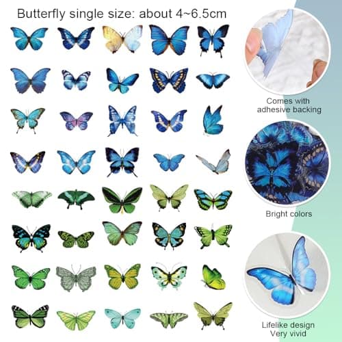 Ceihwa 80pcs Stickers Papillon Scrapbooking Autocollant Transparent Autocollants Vinyle Imperméable Étanche Butterfly Stickers Décoration Petit Autocollant Décoratif pour DIY Ordinateur Journal