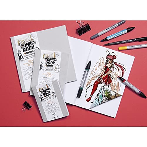 Clairefontaine 975198C Carnet Layout Double-Face - 32 Feuilles Papier Dessin Blanc Extra Lisse 22x22 cm 220g - Papier idéal pour le Dessin au Feutre à Alcool, Encre de Chine et Line Art