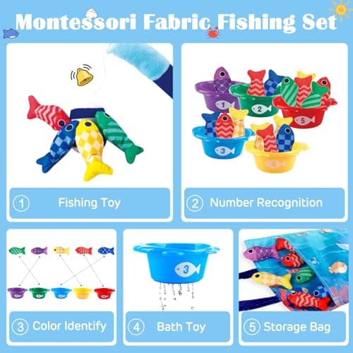 Cmiolacuna Jouet Enfant 1 an Jouet pour BéBé 1 an Jeu de Pêche Jouets Montessori pour Les Tout-Petits de 1 à 3 Ans Cadeau pour bébé Cadeau Bébé 6 Mois