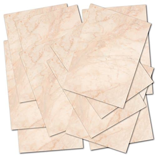 Papeterie Vintage | Papier à Lettre | 50 feuilles| Beige Marbré | Format DIN A4 (21,0 x 29,7 cm) | 90 g/m2 grammage | imprimé recto-verso, convient à toutes les imprimantes