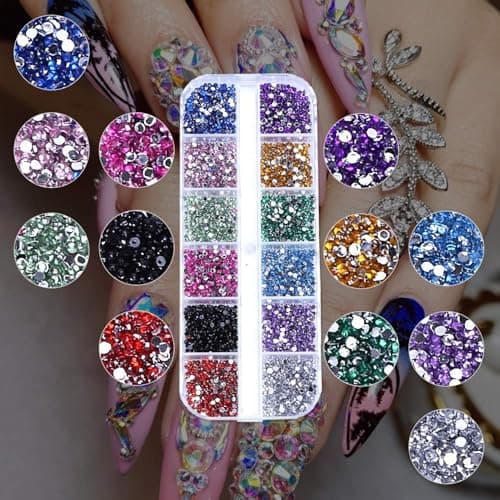 5800 Pièces Pierres Strass Ongles Strass Ongle Nail Art Cristal AB Strass Gemmes Kit Strass Nail Art Strass à Dos Plat Nail Charmes avec Pincette Pick Up et Stylo Pointeur Strass pour DIY Nail Art