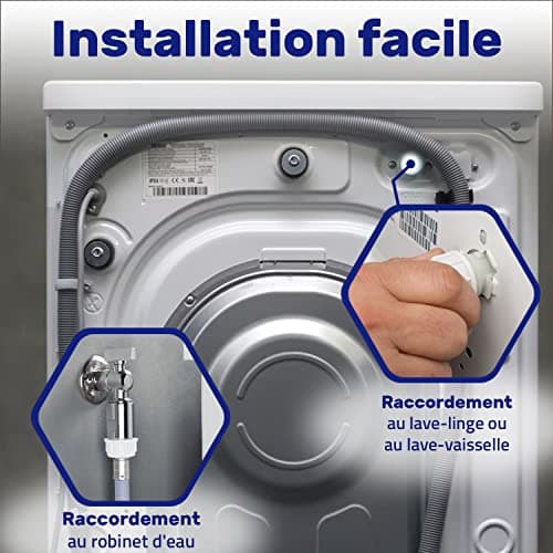Tuyau Machine à Laver et Lave Vaisselle 3 m pour Arrivee Deau pour Températures de 25°C Pression de 20 à 60 Bar Connexion est Droite et Coudée Ø 3/4" - MADE IN ITALY - MONTERAL