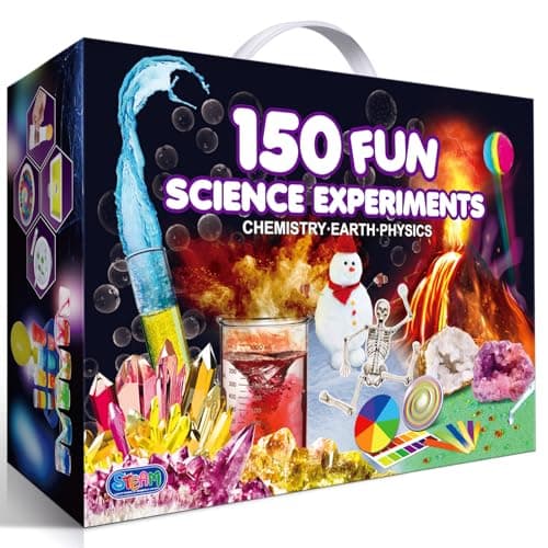UNGLINGA 150 Expériences Scientifique pour Enfants, Activités Laboratoire de Chimie et Kit, Kits Éducatifs et Jeux Science, Idées de Cadeaux d'anniversaire pour Garçons et Filles, Éruptions Volcanique