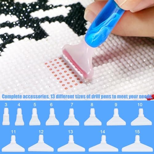 JJYHEHOT Stylo Diamond Painting Kit, Diamond Painting Accessoires en Résine avec 15 Embouts de Remplacement, Outils de Fabrication Artisanale de Peinture Diamant 5D pour Bricolage Artisanat