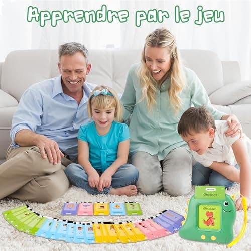 510 Mots Carte Flash Parlante Français, Jouer Enfants 2 Ans pour Enfants de 2 à 6 Ans, Cartes éducatives pour Enfants Cadeaux d'anniversaire Vert (Français/Anglais/Bilingue)