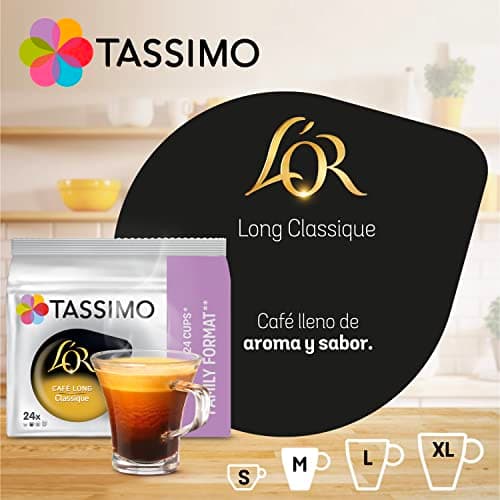 Tassimo, Format Familial, 120 Dosettes Café Long Classique L'OR, Compatibles avec les machines TASSIMO, 120 Cafés, Équilibré et Aromatique, 5 packs de 24 dosettes