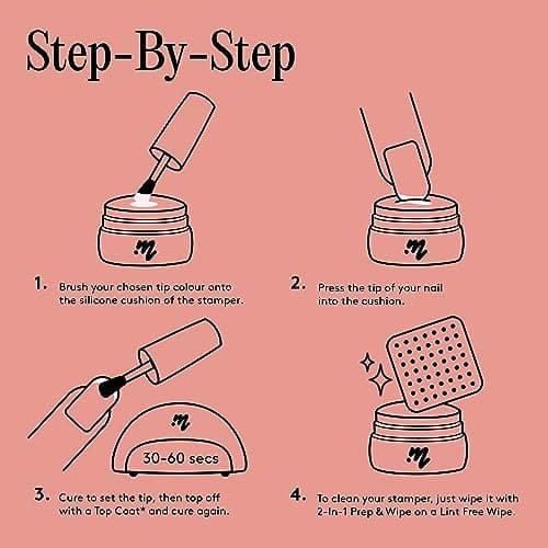 Mylee French Me Kit avec Tampon - Qualité Salon French Manucure à la Maison, Comprend un Vernis à Ongles Gel Blanc & Nude + Outil de Stamping en Silicone Transparent, Séchage Sous Lampe UV LED