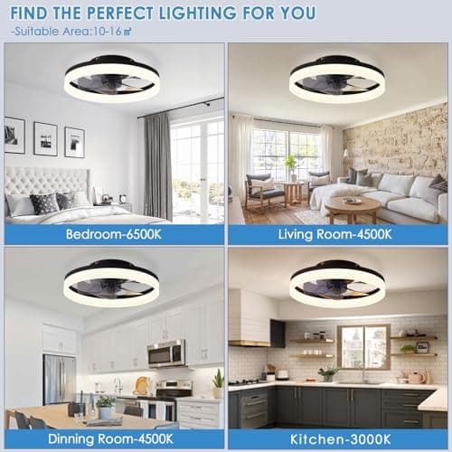 MOSSCO Petit Ventilateur de Plafond Silencieux avec Télécommande Pour Toutes les Saisons, 6 Vitesses et vent Réversible, LED Dimmable, 3000K- 6000K, et Moteur à courant Continu 40 cm