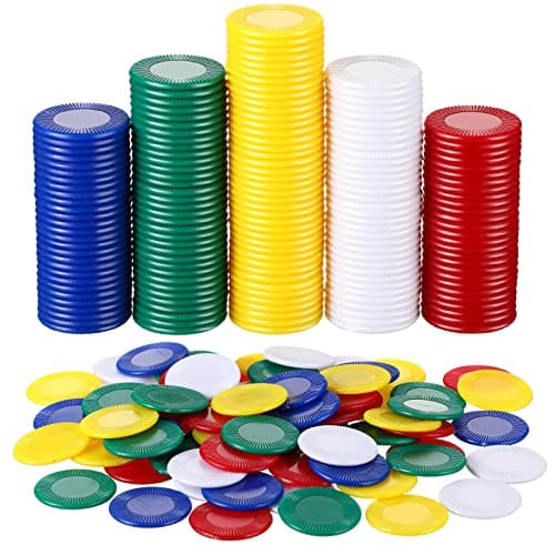 Skylety 1000 Pièces Jetons de Poker en Plastique Jetons de Jeu en Vrac 5 Couleurs Carte de Compteur pour Jeux Enfants Apprentissage de Compte Math Jeton Vierge de Jeu de Bingo, 0,86 Pouce