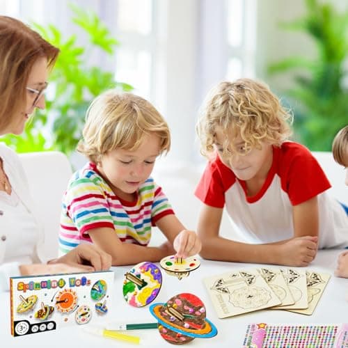 Ulikey 12 Pièces Gyroscope en Bois pour Enfants, Peinture Bricolage Anniversaire Activites Manuelles pour Enfants, Kit de Bricolage en Bois Gyroscope Planétaire Cadeau pour Enfants 5 6 7 8 9 10 Ans