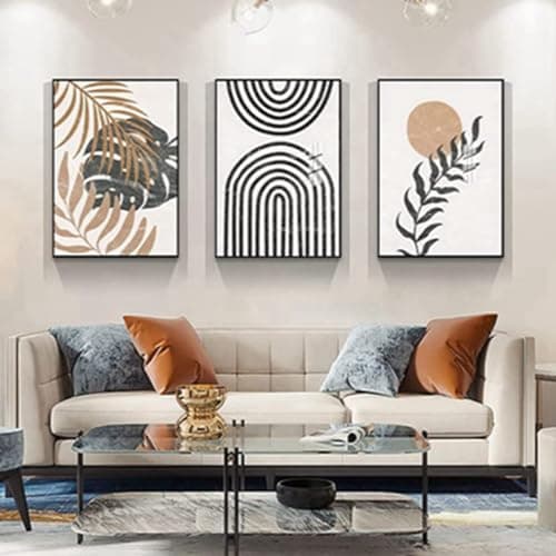 Lot de 3 images esthétiques de plante, décoration bohème, art abstrait, style bohème, sans cadre, 05, 70 x 100 cm