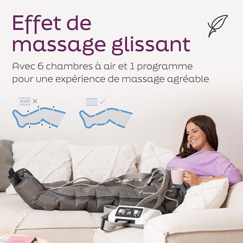 Venen Engel ® 6 Appareil de massage par ondes glissantes avec pantalon, alimenté par batterie, 6 chambres à air désactivables, pression & durée réglables facilement, massage en continu