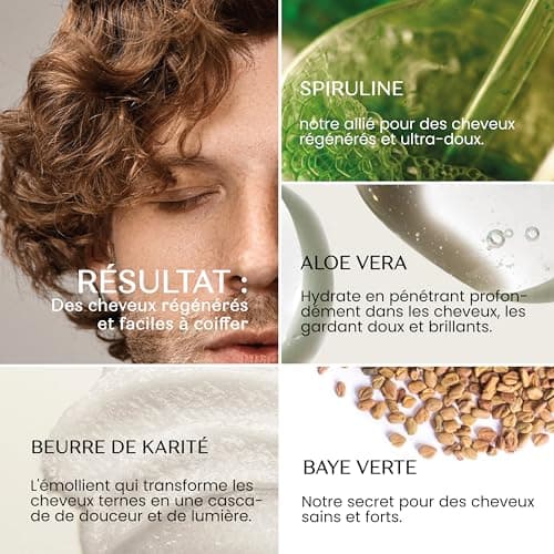Senso Naturale Shampoing Solide Régénérant Anti-Frisottis pour Cheveux Bouclés avec Spiruline, Fenugrec, Argile Verte, Naturel, Bio, Vegan et Écologique, pH 4,5-5,5