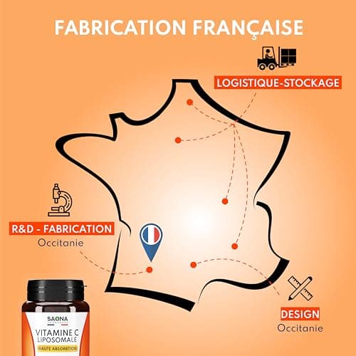 Vitamine C Liposomale - Anti Fatigue, Immunité - Assimilation Maximale - 60 gélules Végan - 1 à 2 mois de cure - Fabriqué en France