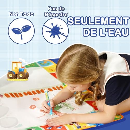 YPLUS Tapis Dessin Eau - Tapis Magique Coloriage pour Bébé de 1 An, Idéal pour le Coloriage et le Jeu - Peinture Magique à l'Eau - Ferme